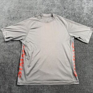 Simms SolarFlex Mens Large Grey Short Sleeve Fishing Performance Shirt COR3 Logo